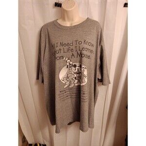 VTG MICKEY, INC "ALL I NEED TO KNOW ABOUT LIFE..." HEATHER GRAY T-SHIRT 2XL